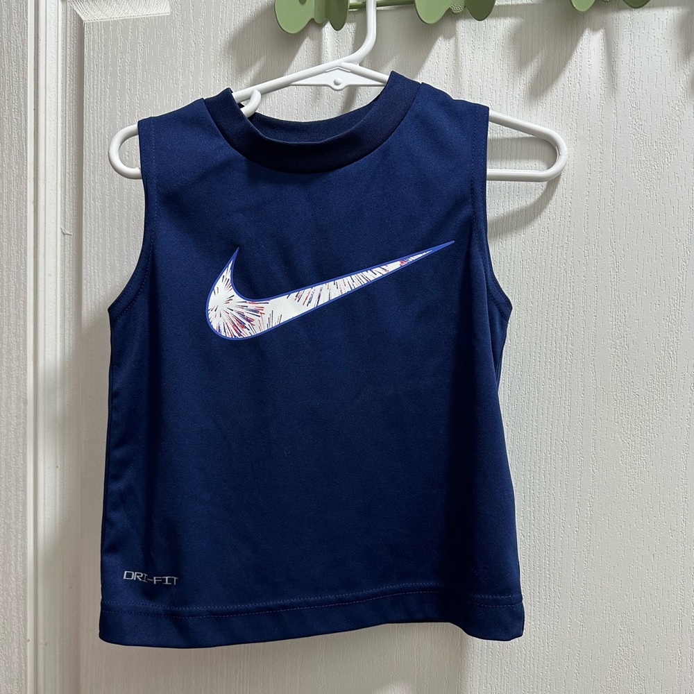 Toddler tank top (Dri Fit), Size 2T, Navy blue-Red-White.